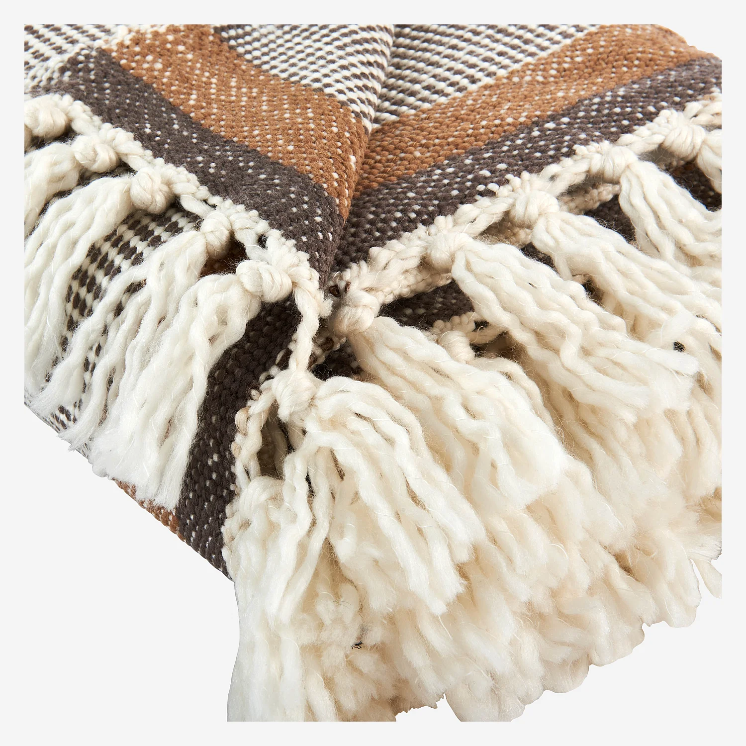 Plaid en laine et soie - 130 x 170 cm - Brun - 3