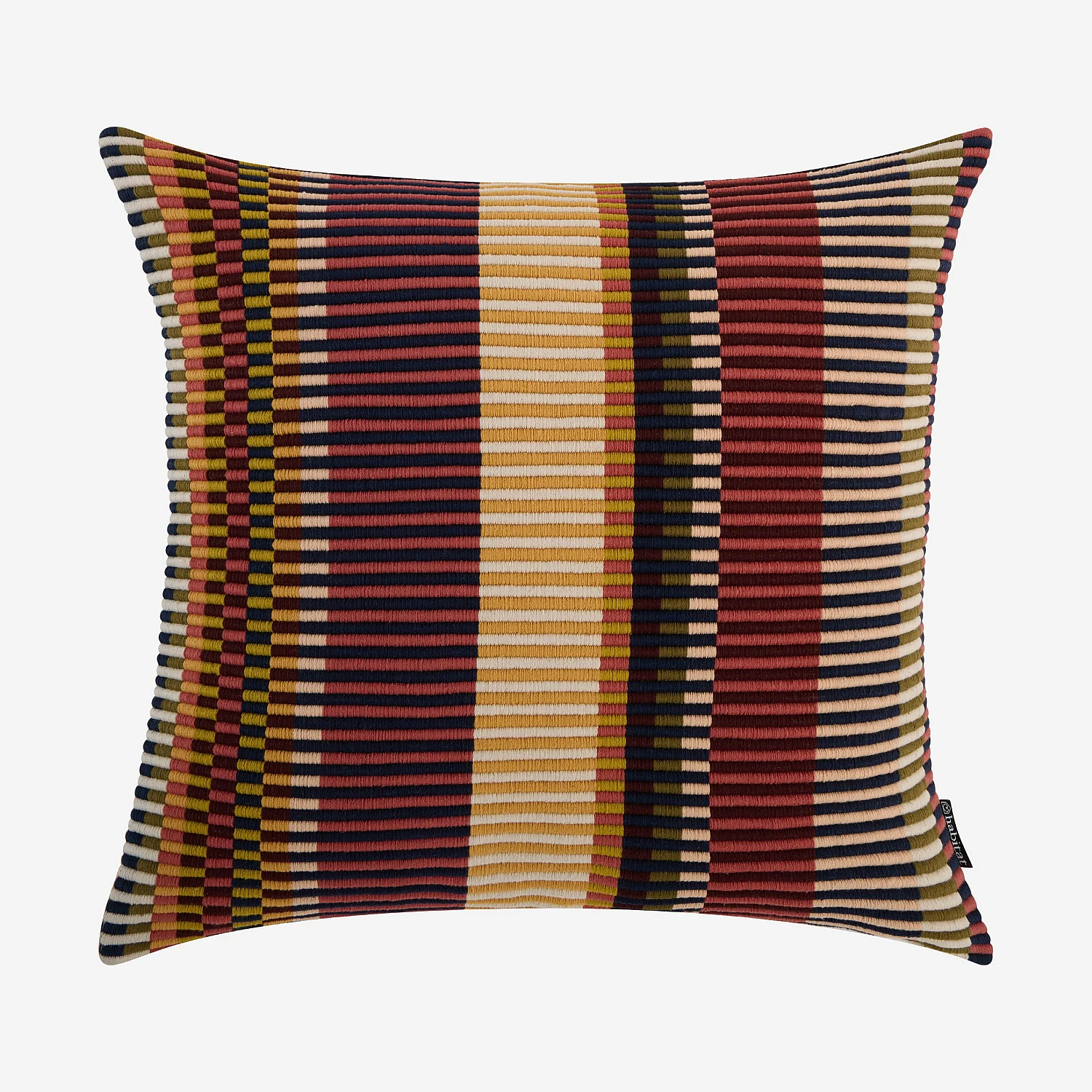 Coussin en coton côtelé - 50 x 50 cm - Motifs à rayures - Brun et Rouge - 2