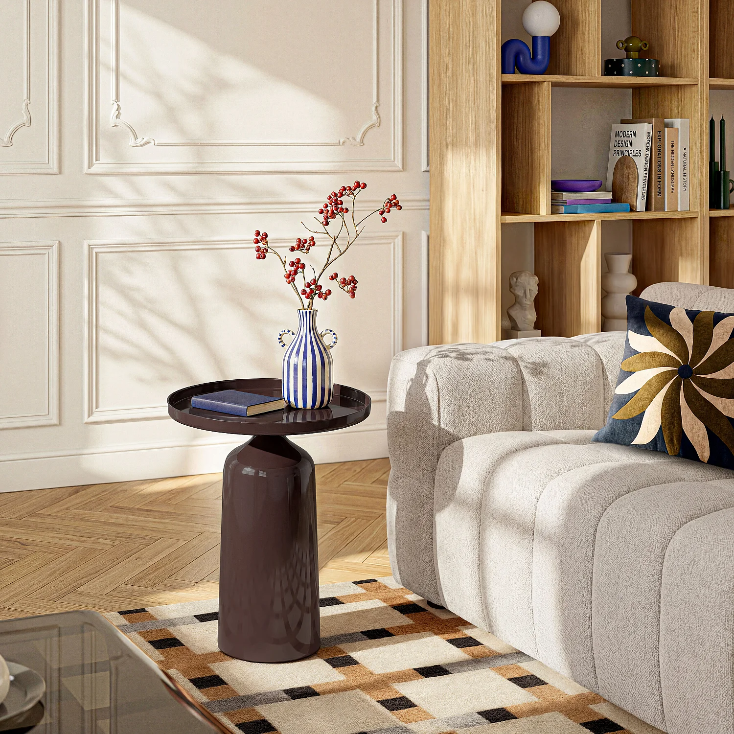 Table d'appoint en aluminium - Moka émaillé - 1