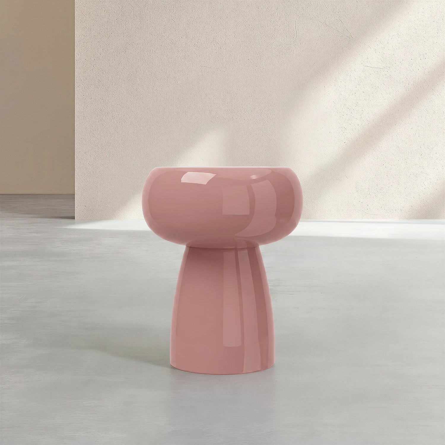 Table d'appoint en métal - Rose poudré émaillé - 3
