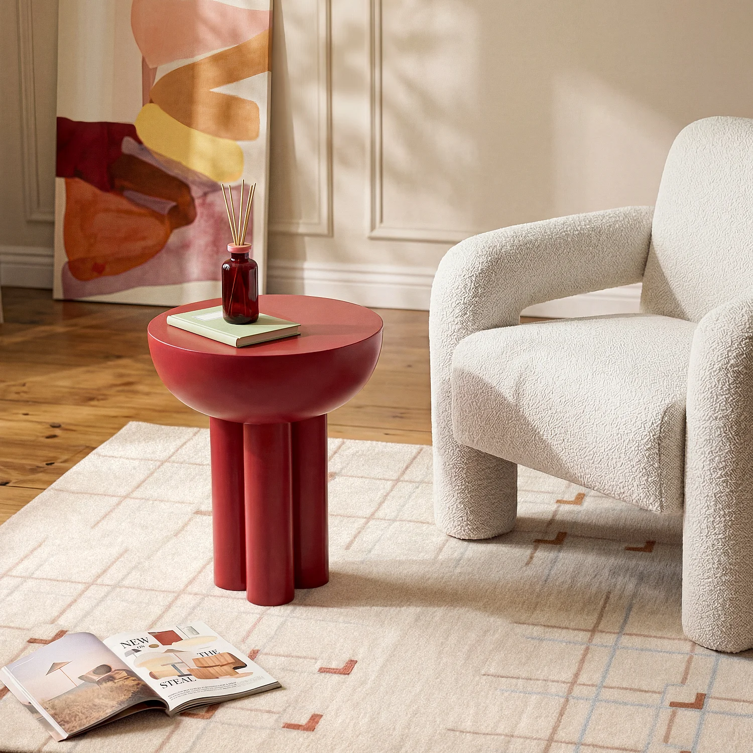 Table d'appoint en métal - Rouge carmin - 1