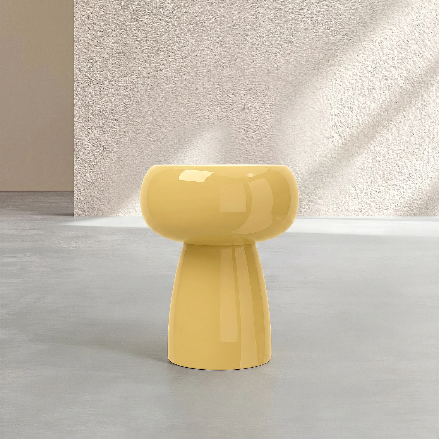 Metalen bijzettafel - Geëmailleerd pastelgeel - 4