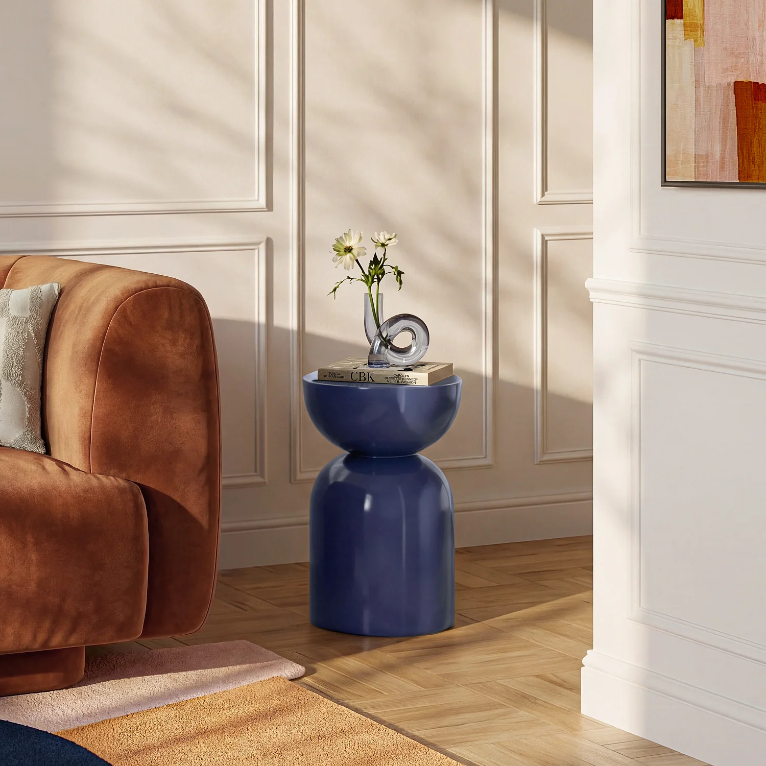 Table d'appoint en métal - Bleu myrtille mat - 1