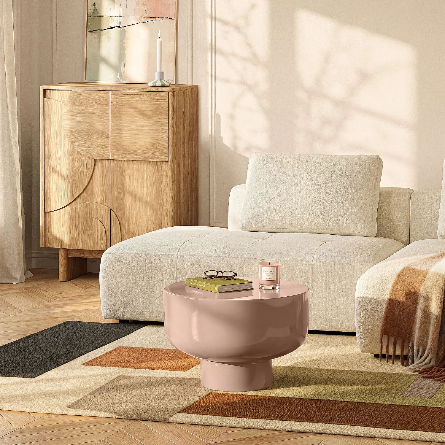 Tavolino basso in metallo - Marrone glacé smaltato - 1