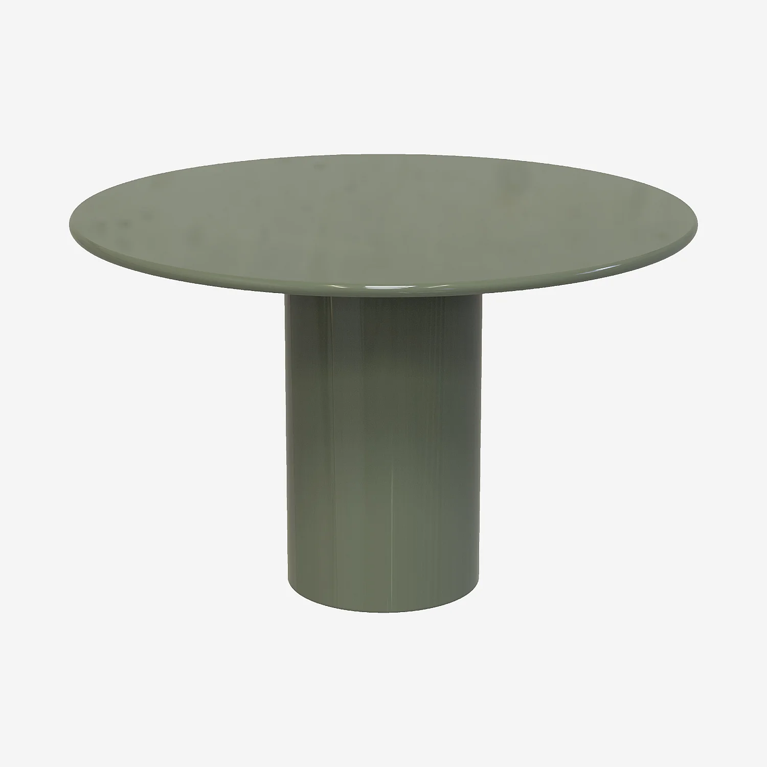 Table à manger ronde avec pied en métal - Vert argile émaillé - 1