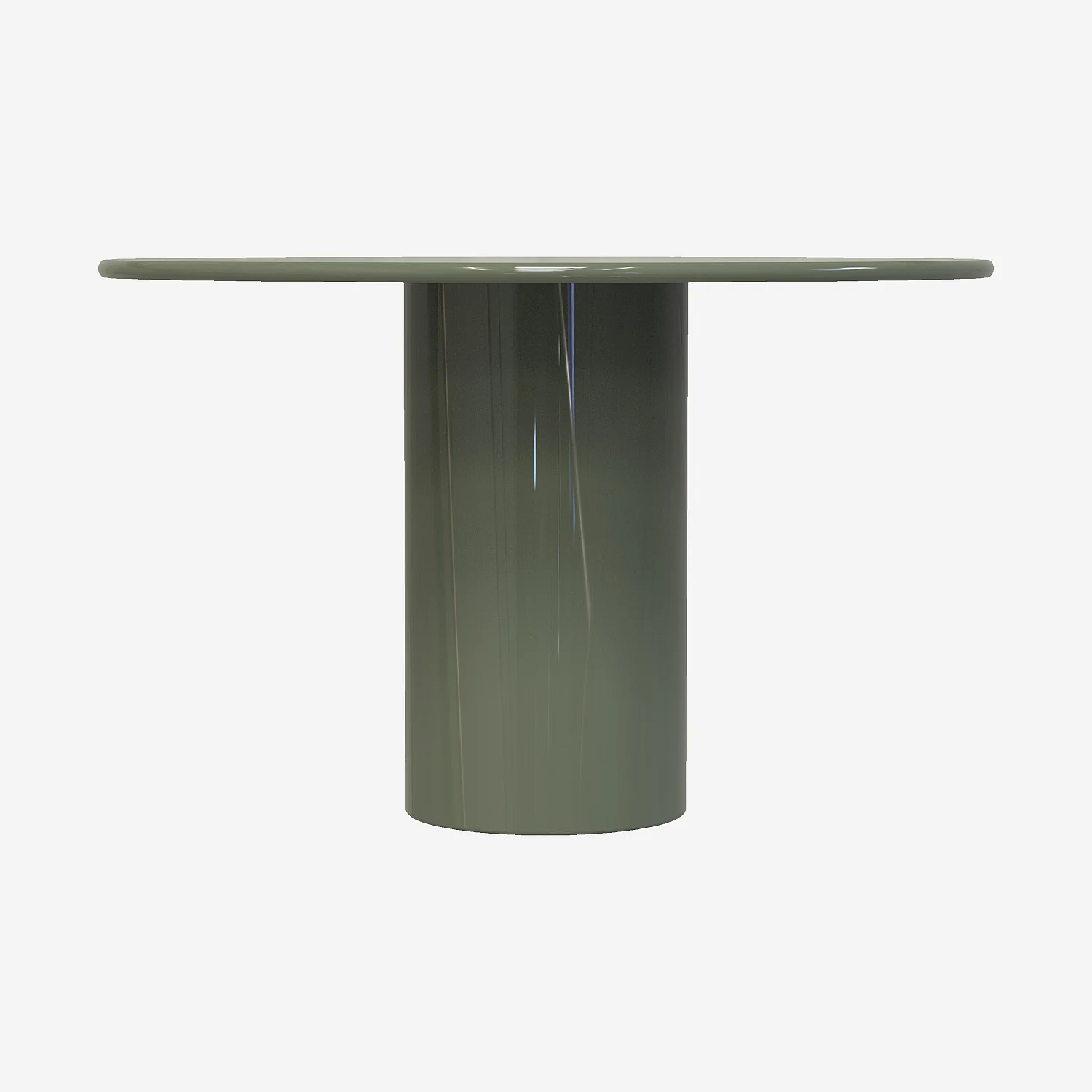 Table à manger ronde avec pied en métal - Vert argile émaillé - 2