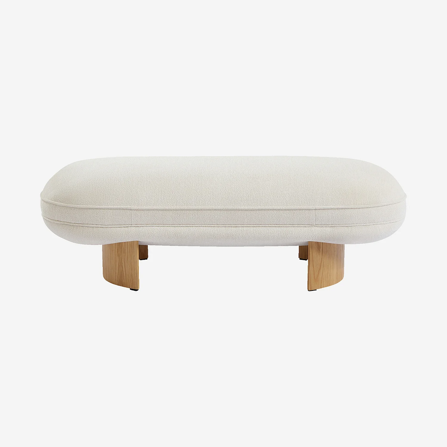 Panca in tessuto e legno - Ecru e rovere - 2