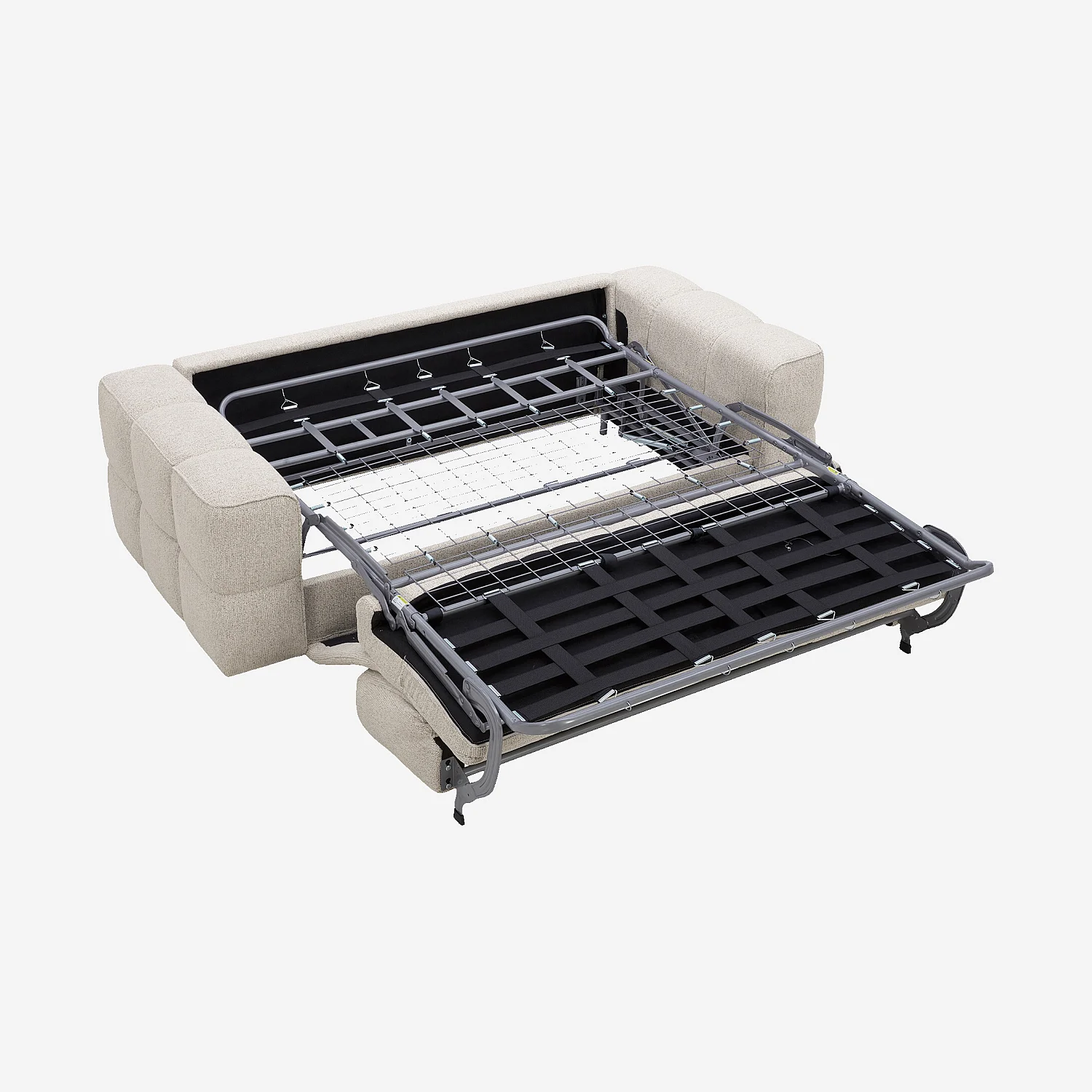 Canapé convertible 3 places - Couchage 140 cm - Matelas 12 cm - Tissu Beige mélangé - 5