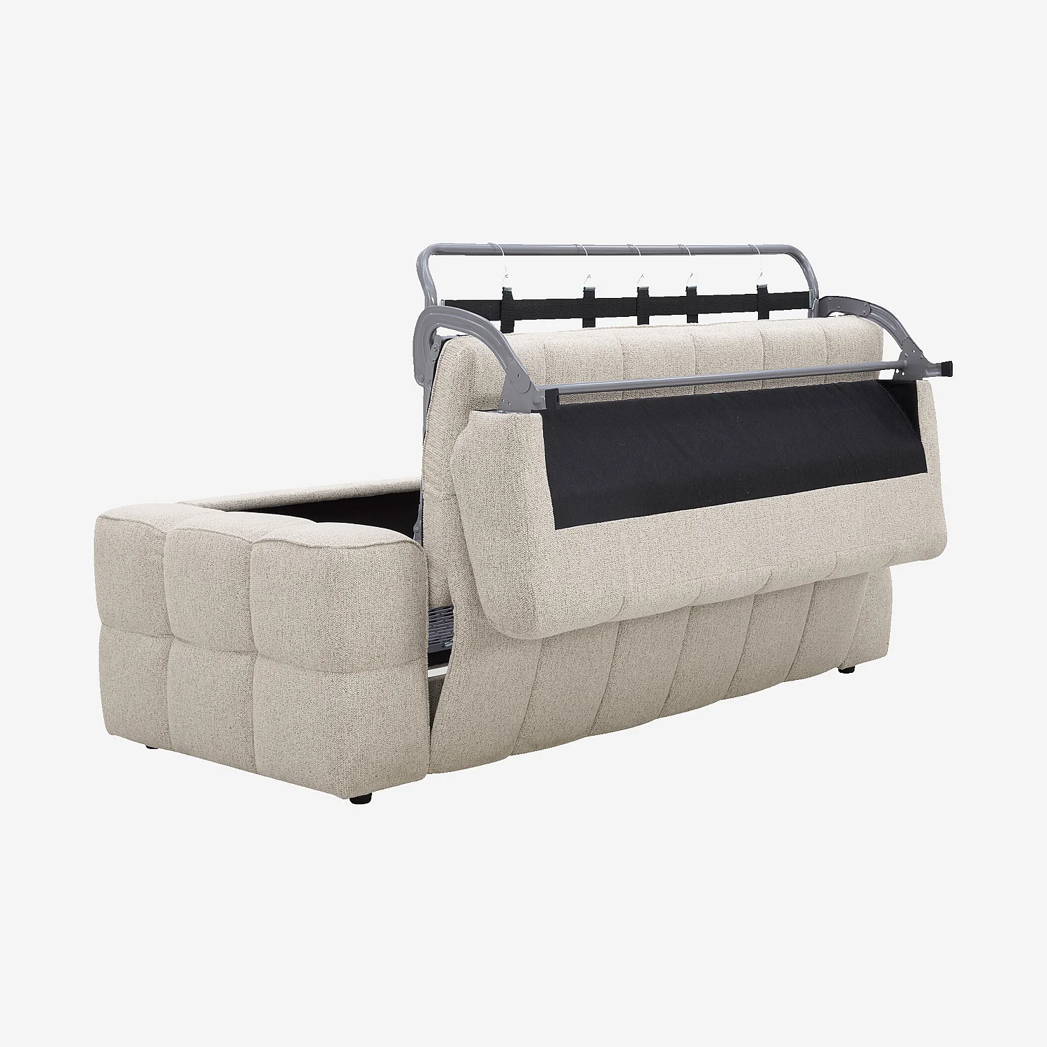 Canapé convertible 3 places - Couchage 140 cm - Matelas 12 cm - Tissu Beige mélangé - 7