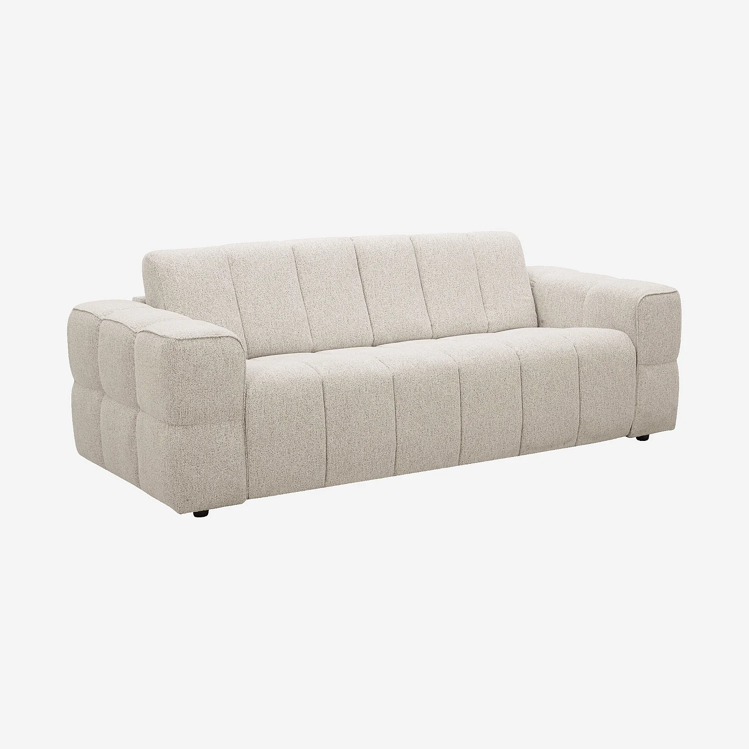 Canapé convertible 3 places - Couchage 140 cm - Matelas 12 cm - Tissu Beige mélangé - 3