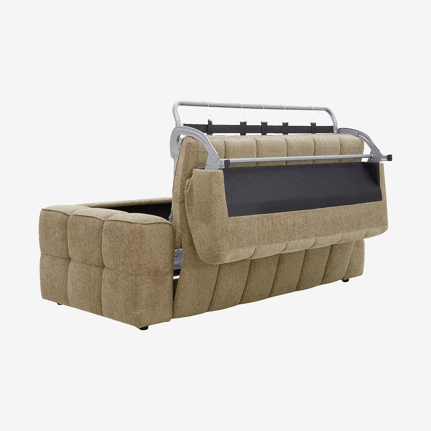 Sofá cama 3 plazas - Cama de 140 cm - Colchón de 12 cm - Tejido Topo - 6