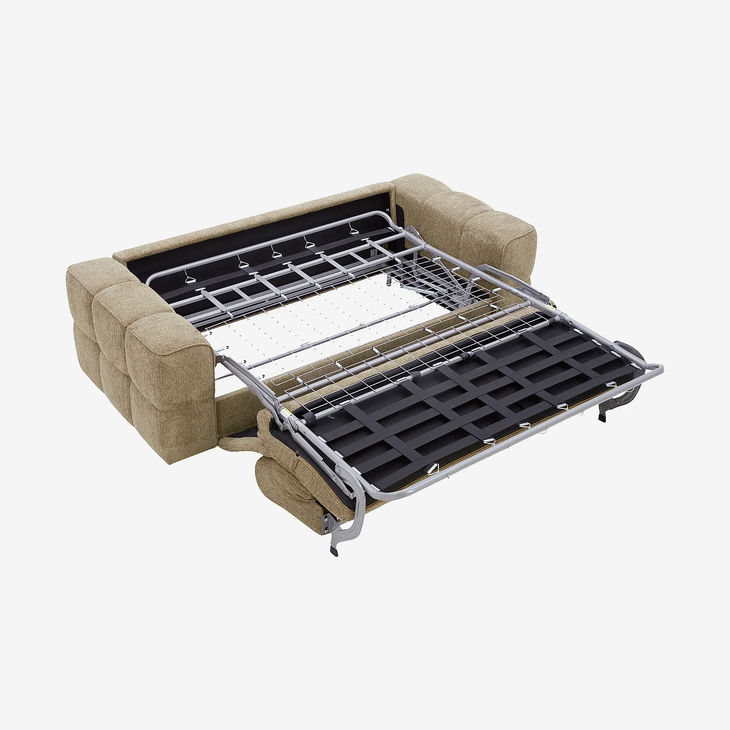 Sofá cama 3 plazas - Cama de 140 cm - Colchón de 12 cm - Tejido Topo - 5