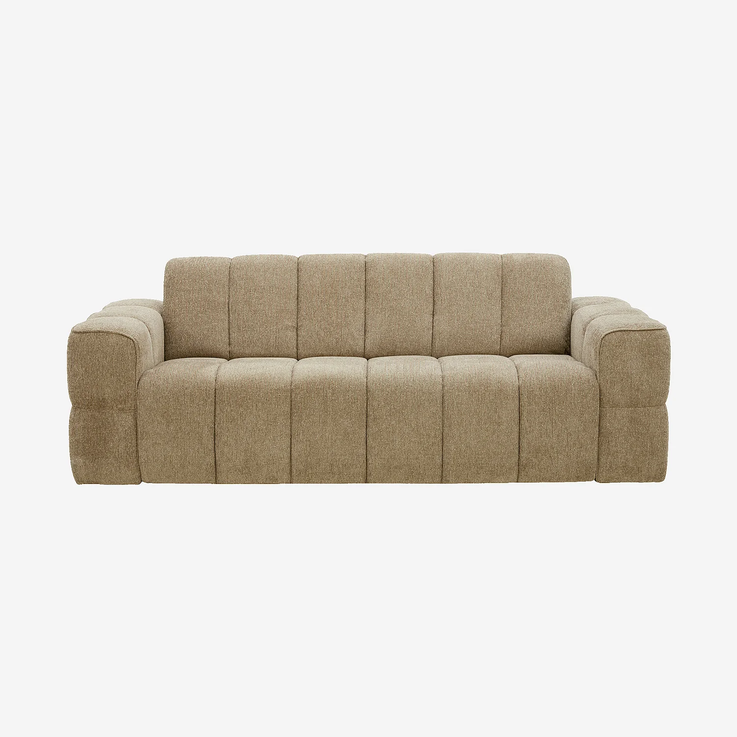 Sofá cama 3 plazas - Cama de 140 cm - Colchón de 12 cm - Tejido Topo - 1