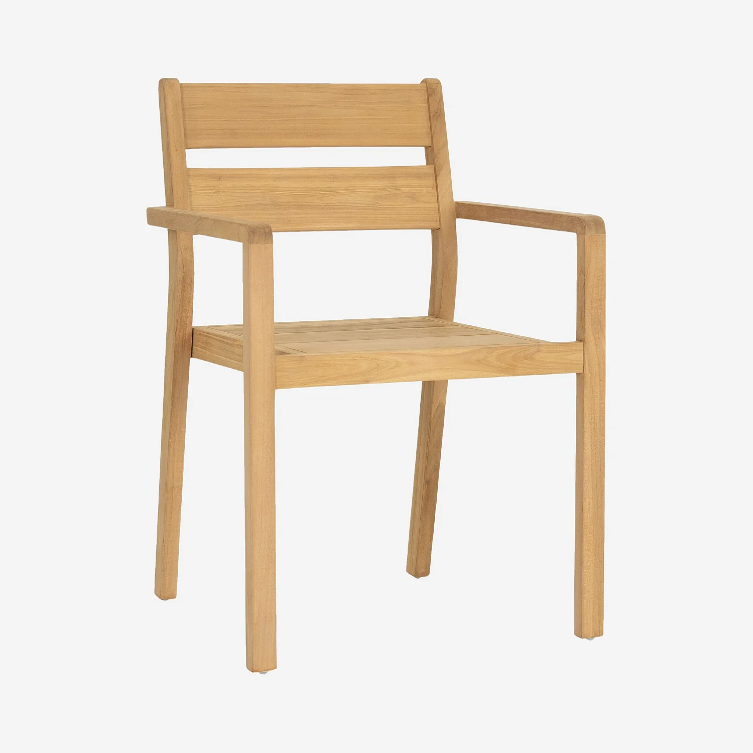 Lot de 2 chaises de jardin en teck massif - Naturel - 6