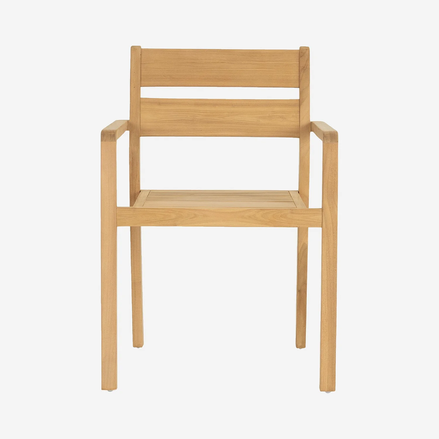 Lot de 2 chaises de jardin en teck massif - Naturel - 1