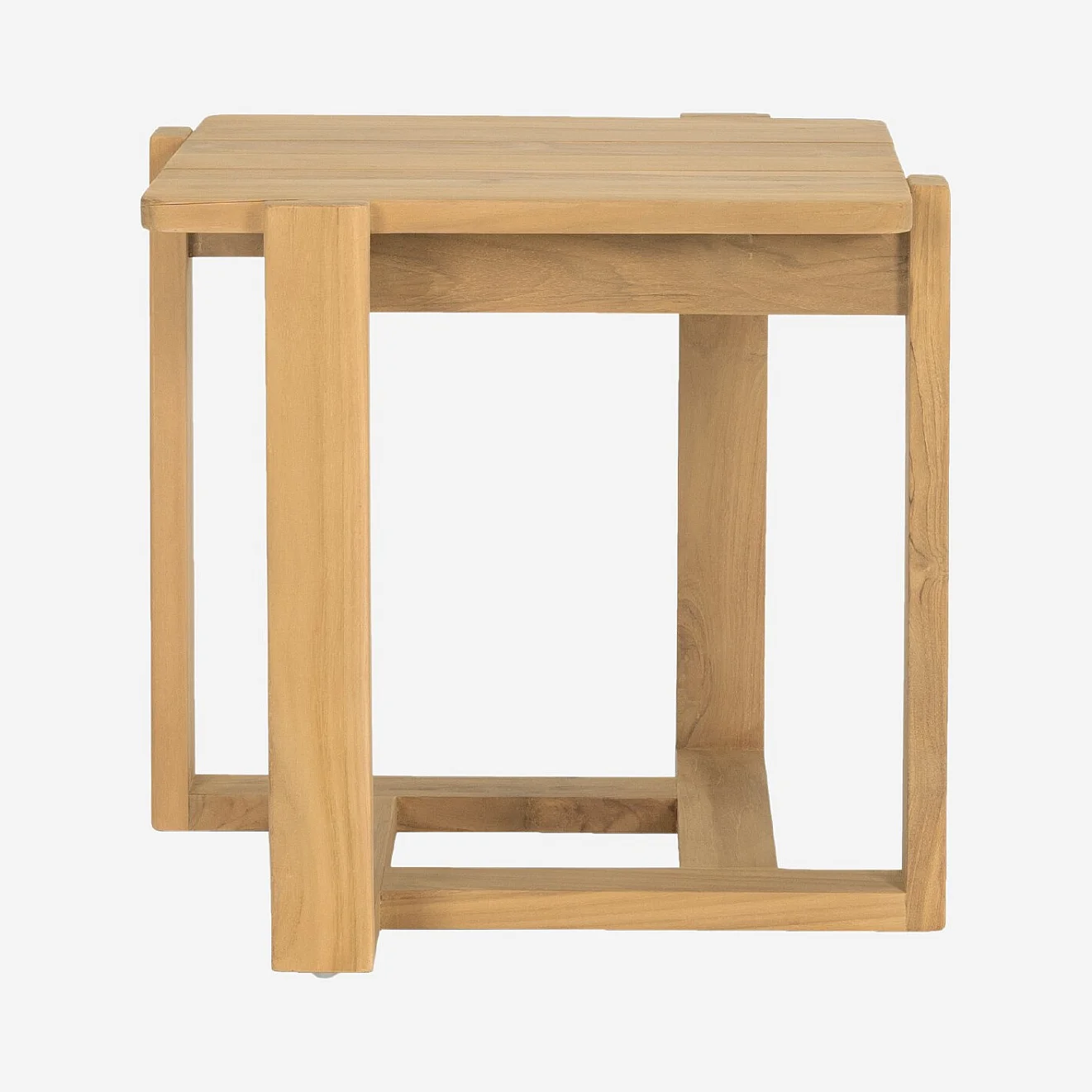 Table d’appoint de jardin en teck massif - Naturel - 1
