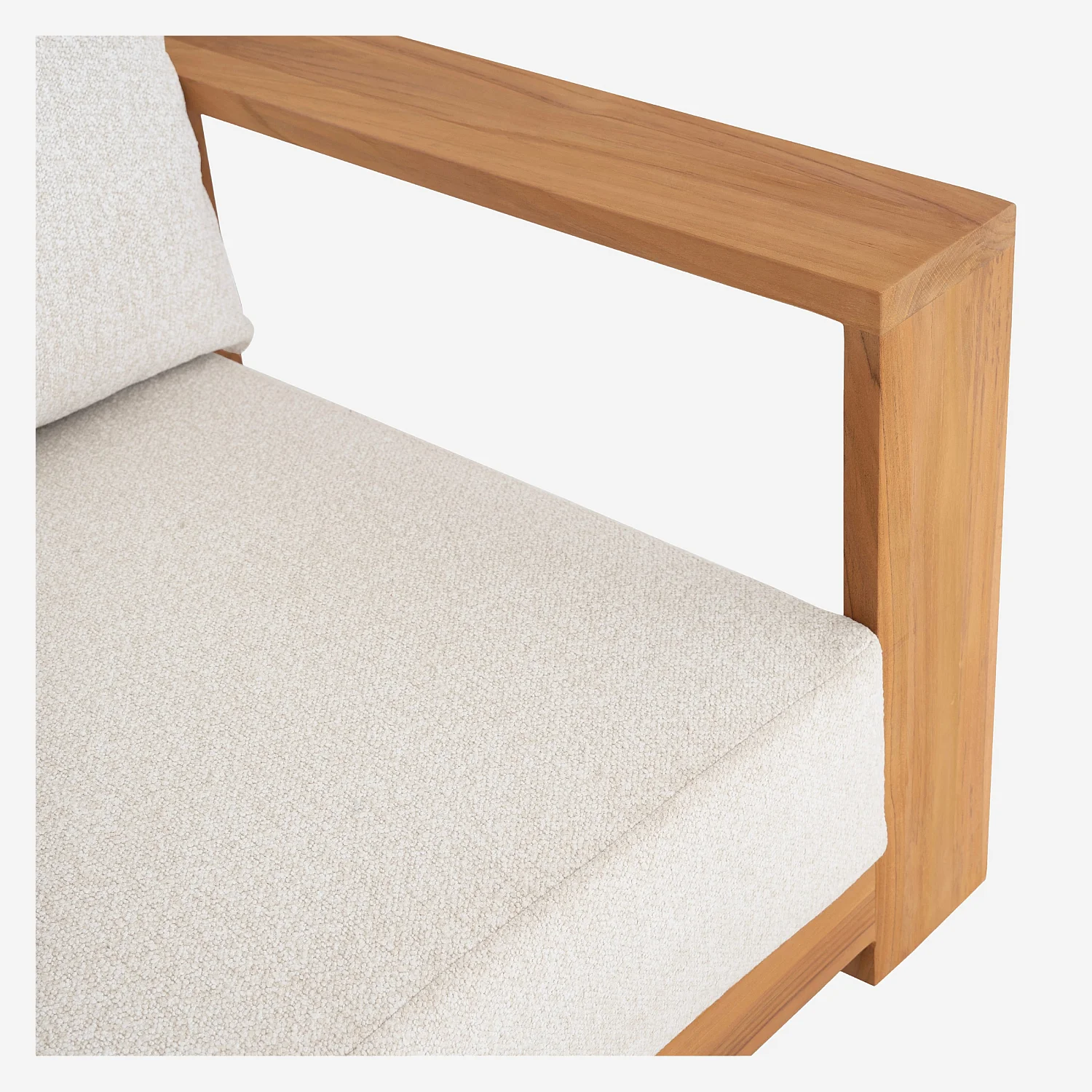 Fauteuil de jardin en teck massif et tissu imperméable - Naturel et blanc cassé - 5