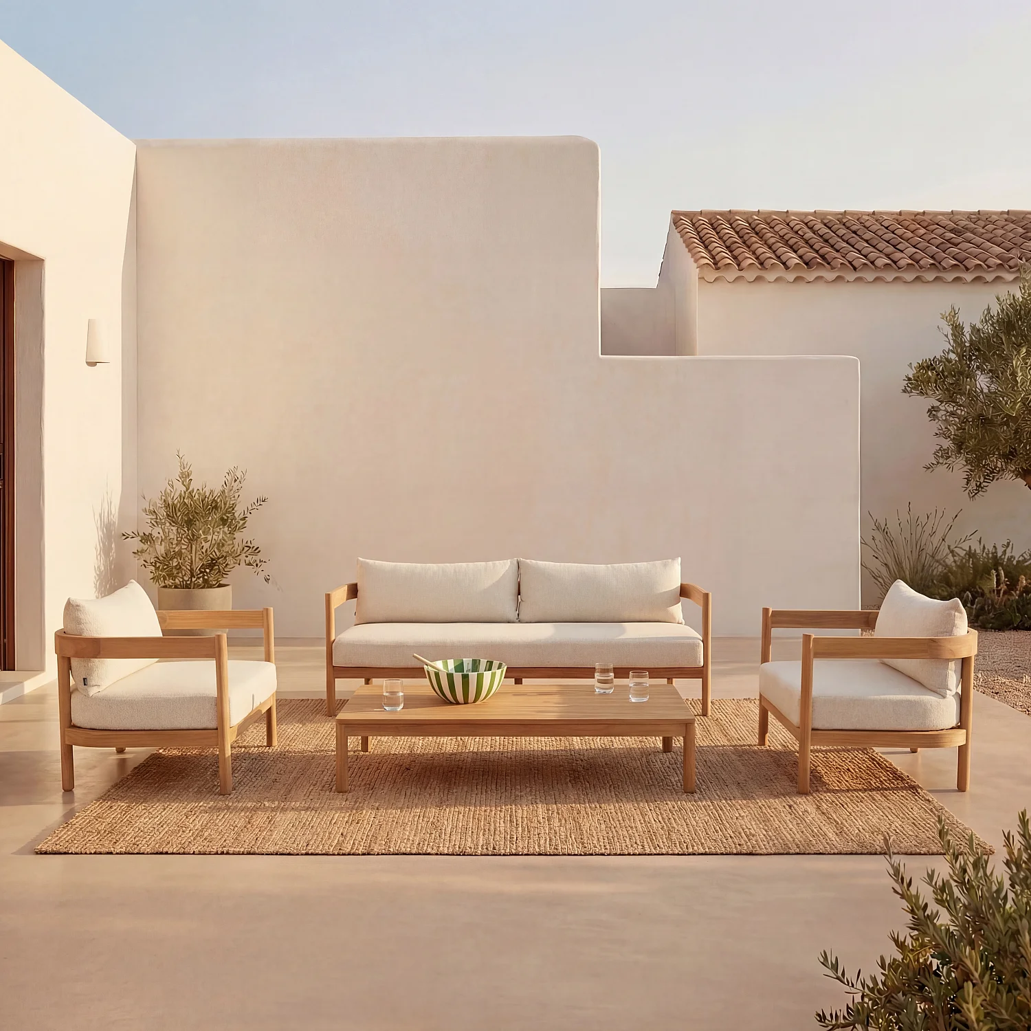 Gartencouchtisch aus massivem Teakholz - Naturfarben - 1