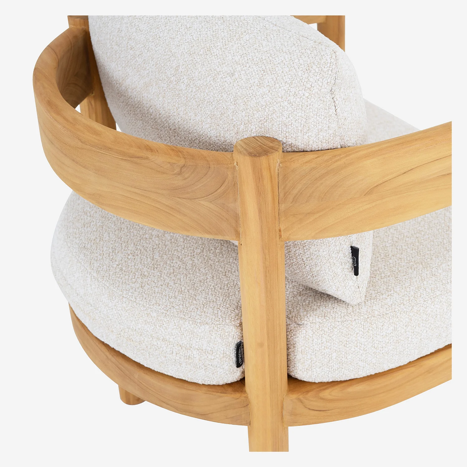 Chaise de jardin en teck massif et tissu imperméable - Naturel et blanc cassé - 5