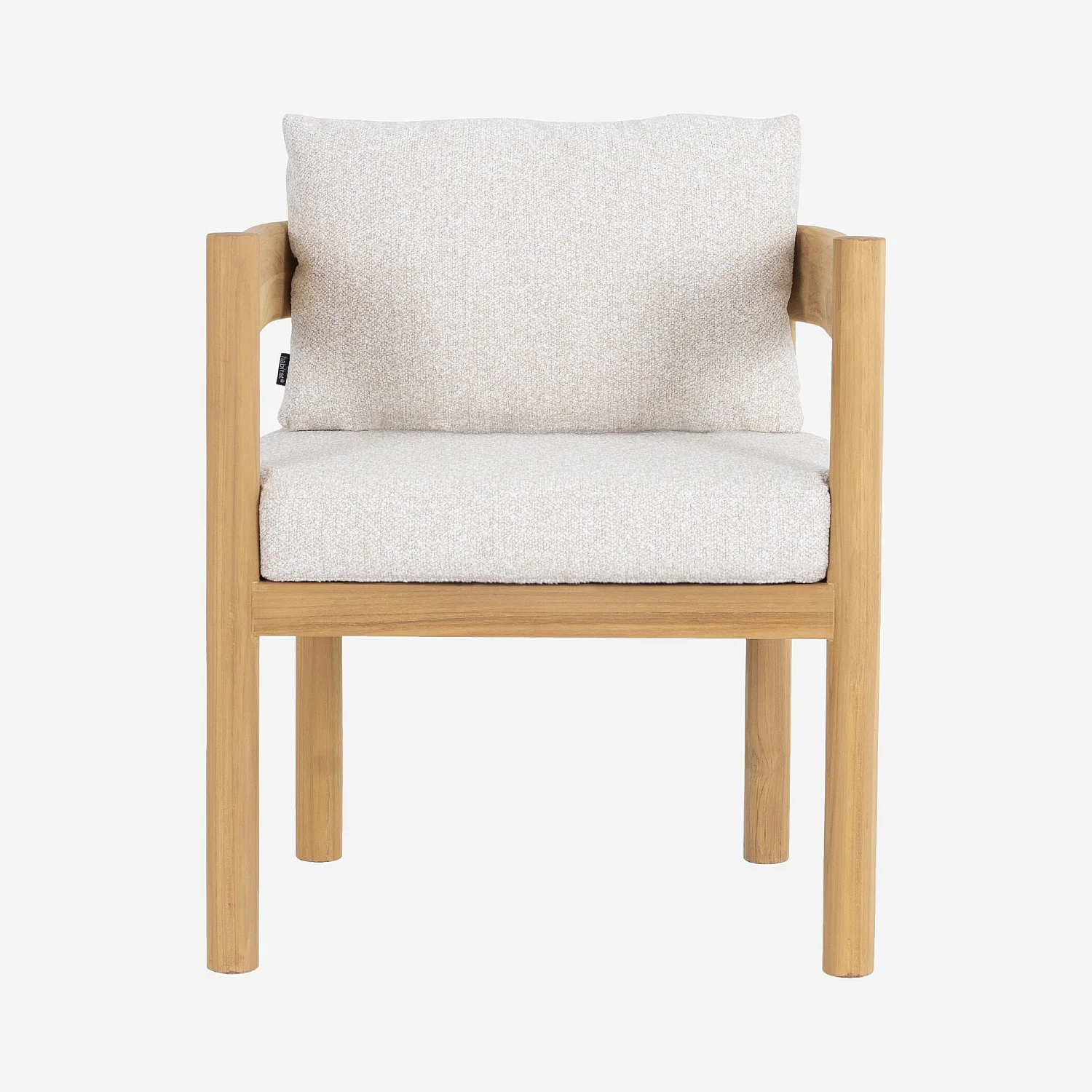 Chaise de jardin en teck massif et tissu imperméable - Naturel et blanc cassé - 1