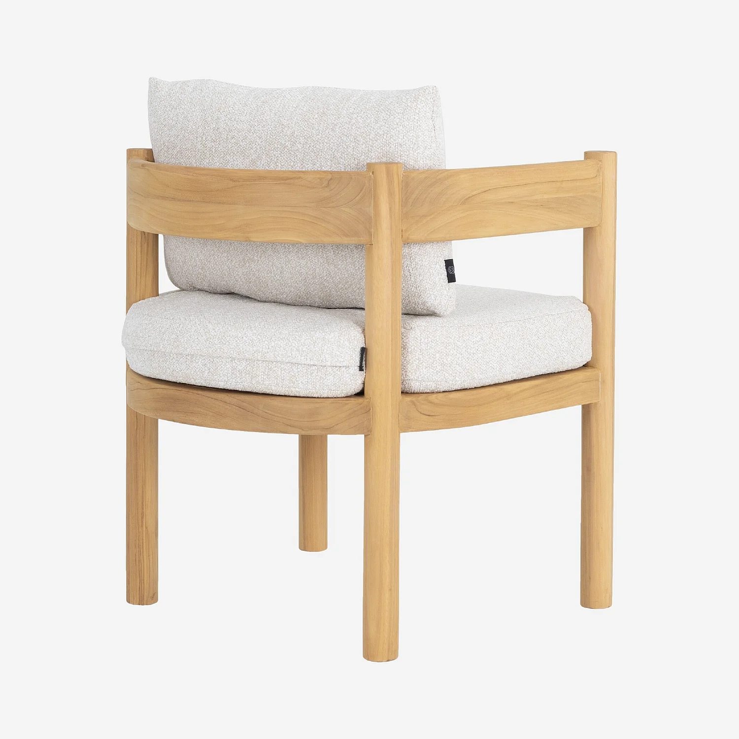 Chaise de jardin en teck massif et tissu imperméable - Naturel et blanc cassé - 4