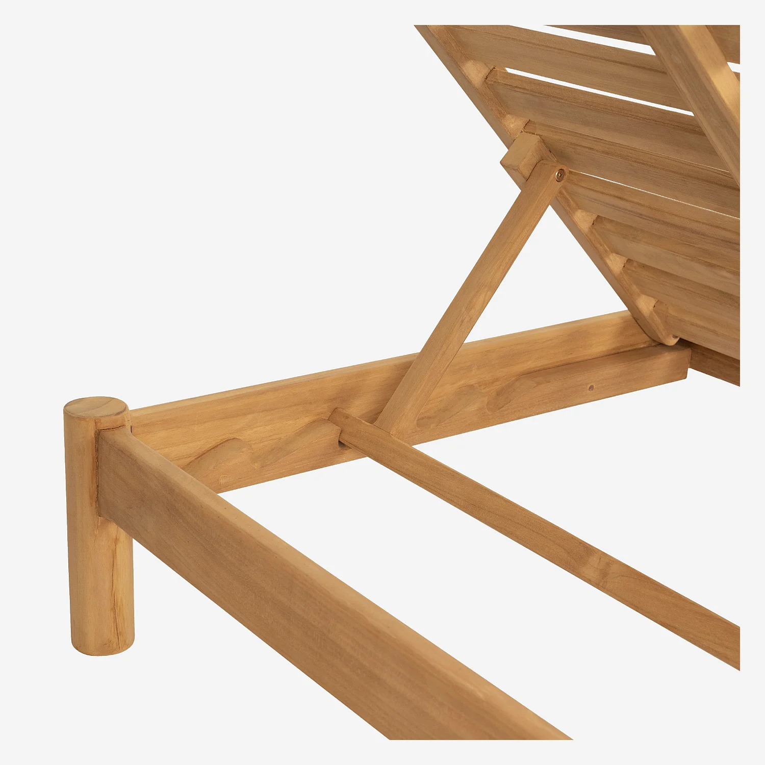 Bain de soleil en teck massif et tissu imperméable - Naturel et blanc cassé - 5