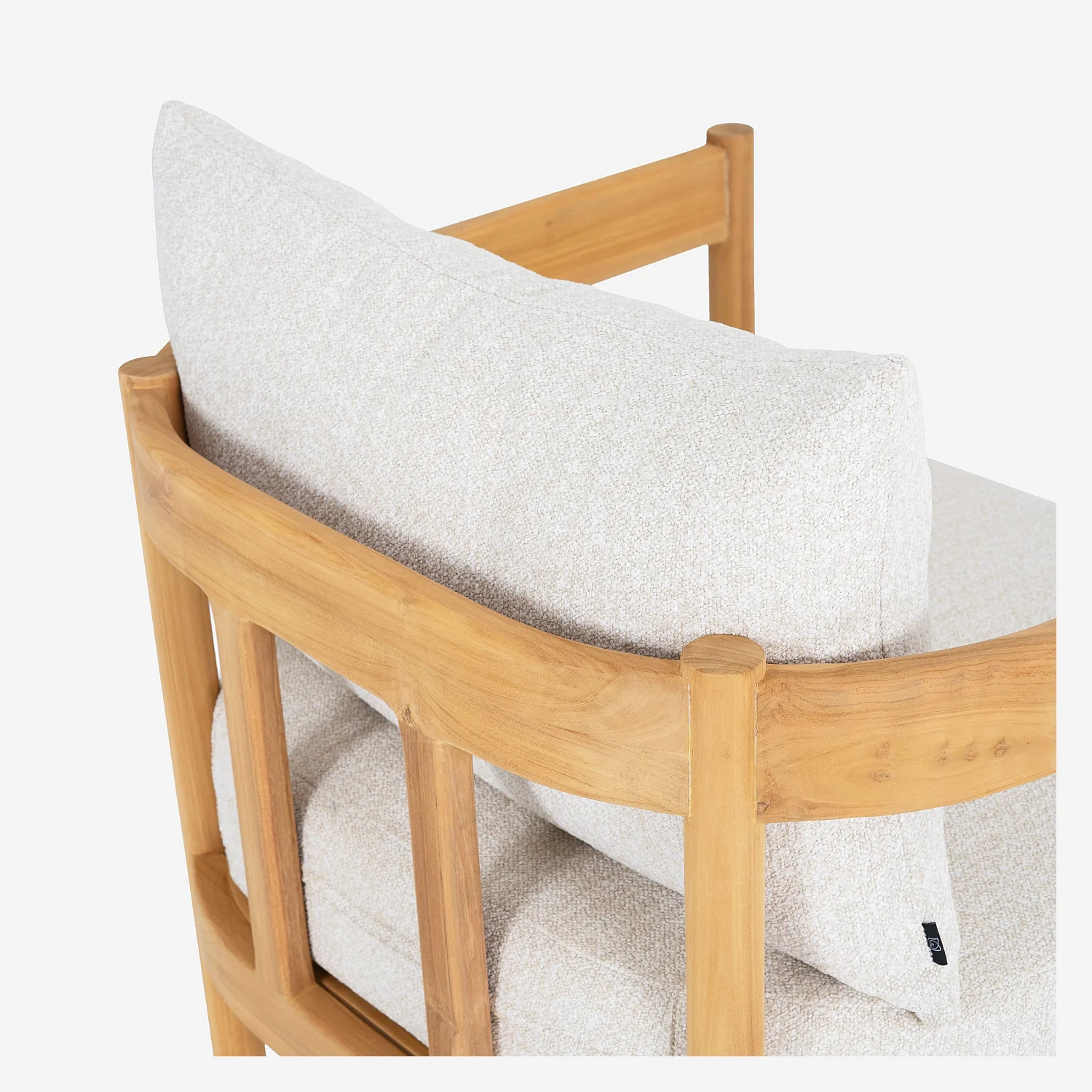 Fauteuil de jardin en teck massif et tissu imperméable - Naturel et blanc cassé - 5