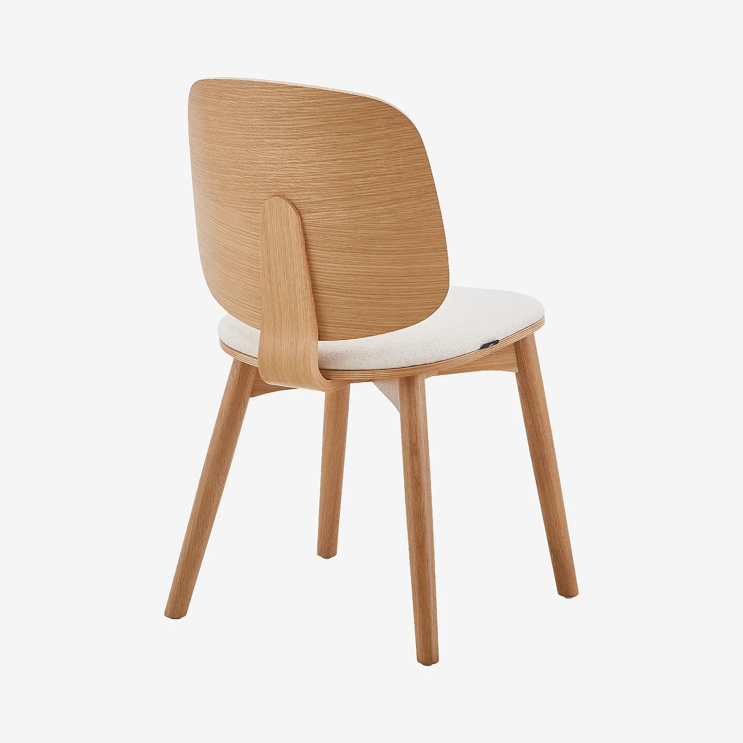 Lot de 2 chaises en tissu texturé et chêne massif - Crème - 5