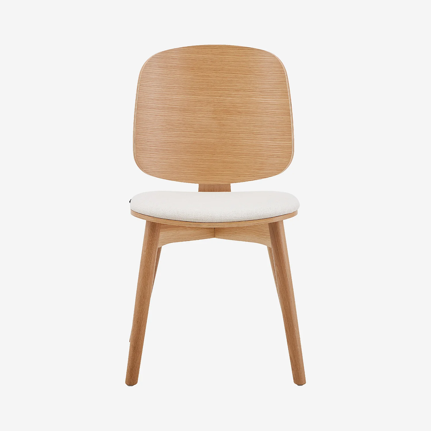 Lot de 2 chaises en tissu texturé et chêne massif - Crème - 3