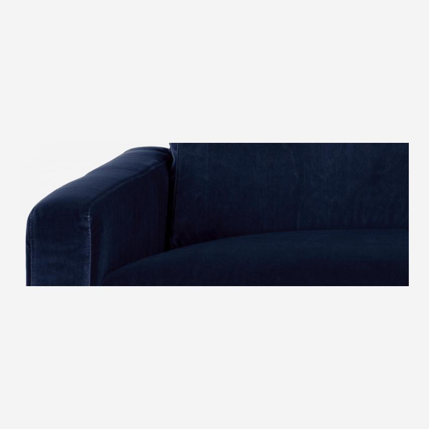 Canapé compact en velours - Bleu marine - Pieds noirs