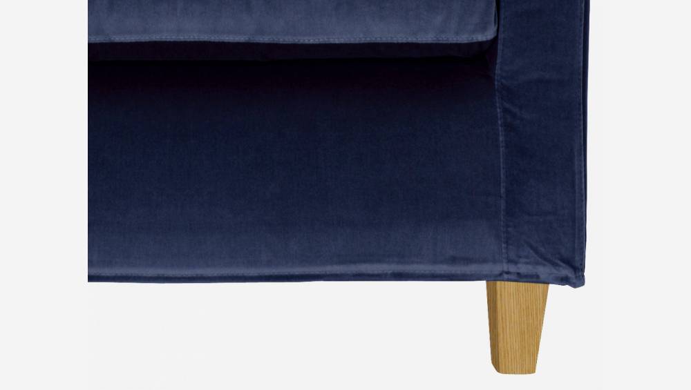 Sessel aus Samt - Marineblau - Eichenfüße