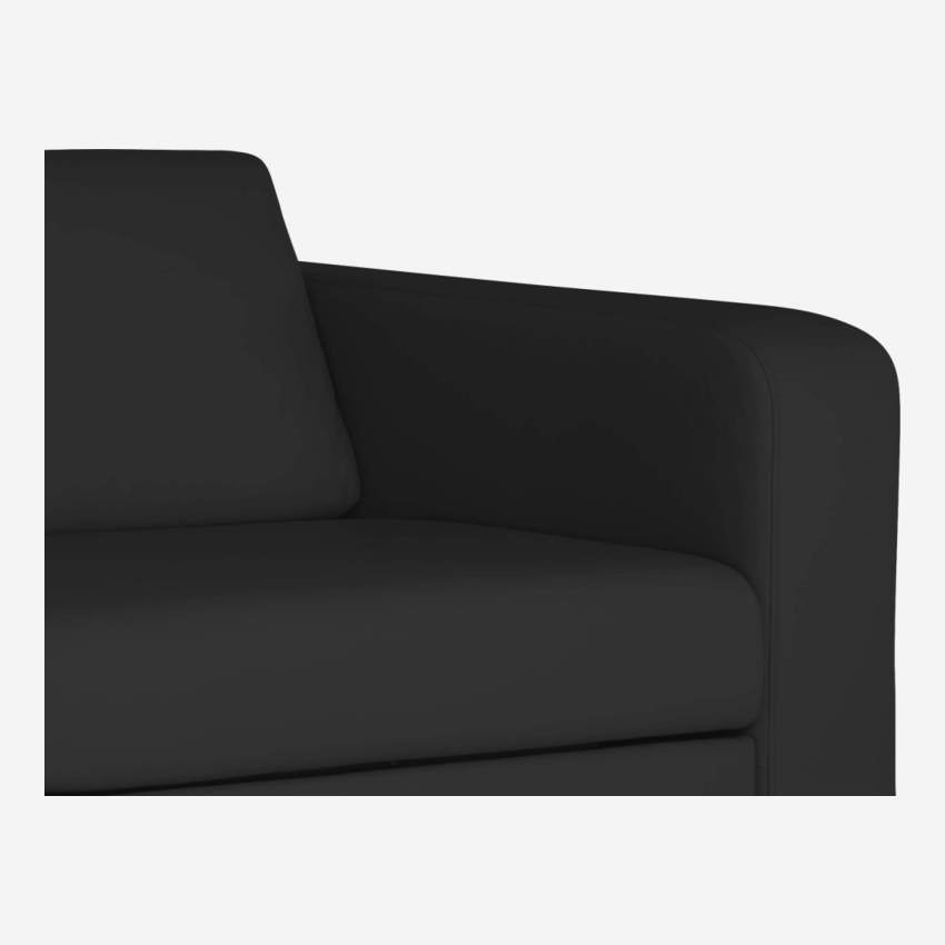 Leather 3-seater sofa - Black