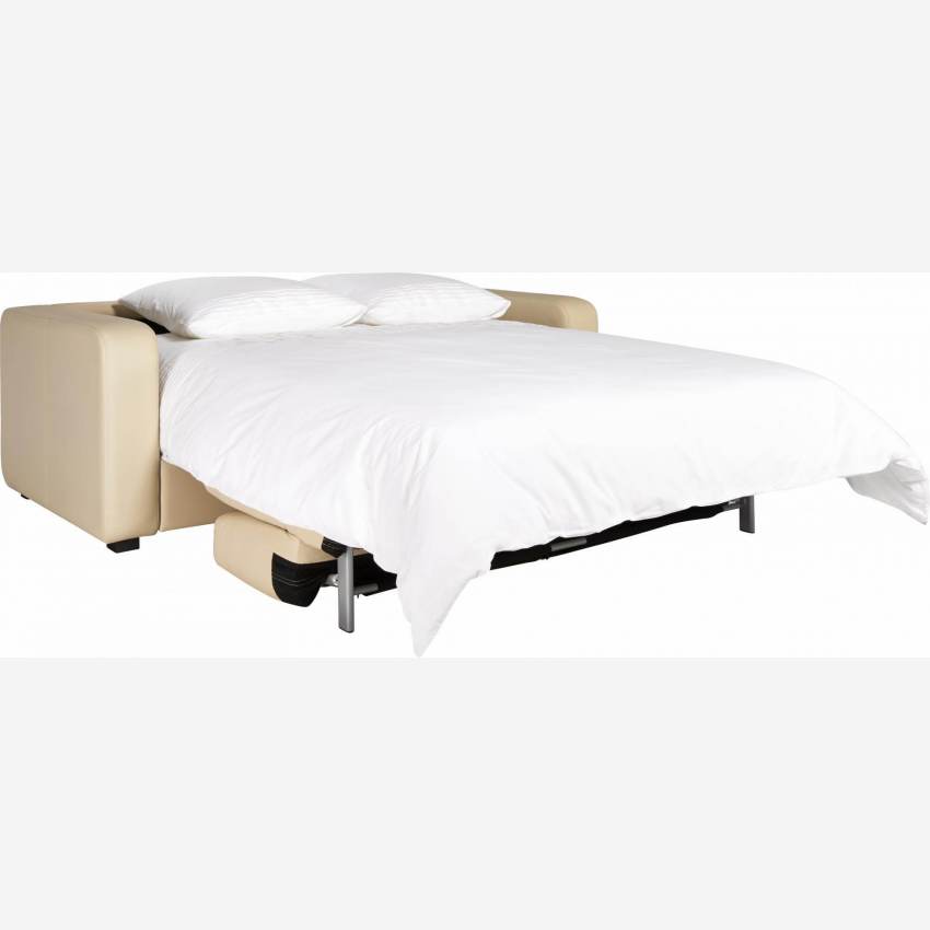 Sofá cama 3 plazas de piel - Crema