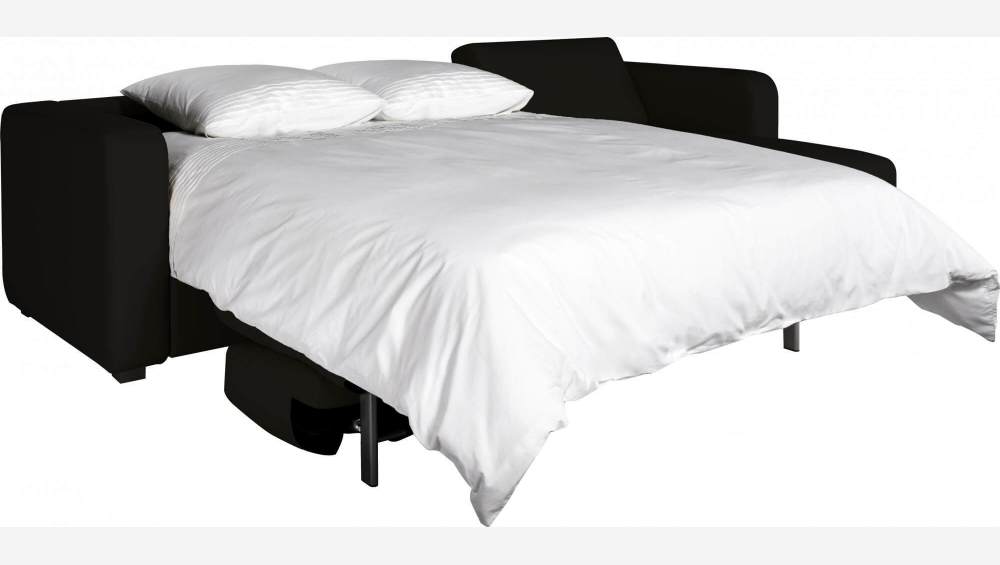 Sofá cama esquinero reversible 2 plazas de piel con almacenaje - Negro