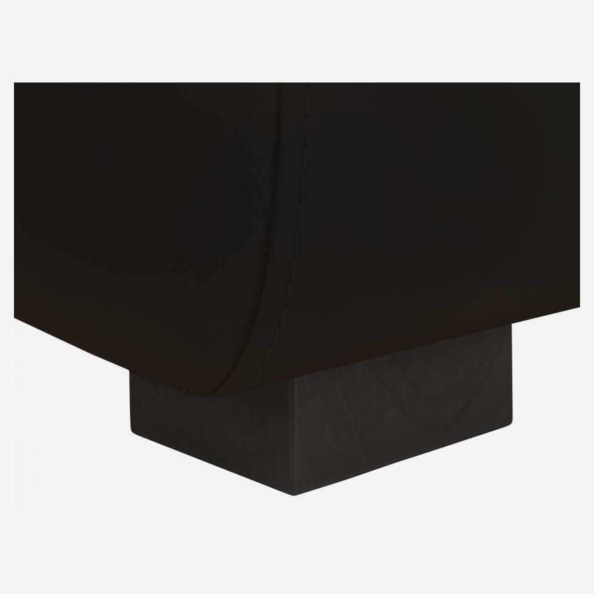 Leather footstool - Black