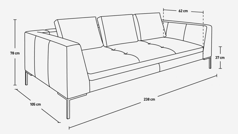3-Sitzer-Sofa aus Eton-Leder - Schwarz