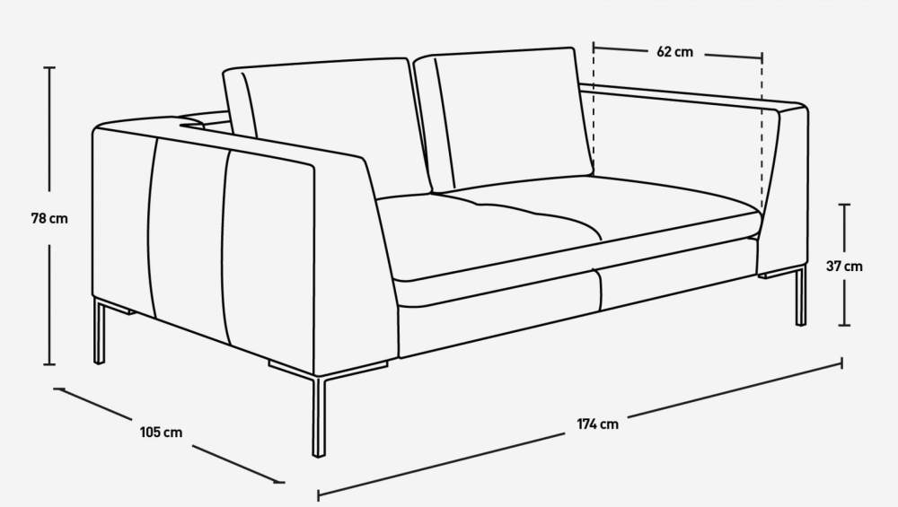 2-Sitzer-Sofa aus Eton-Leder - Schwarz