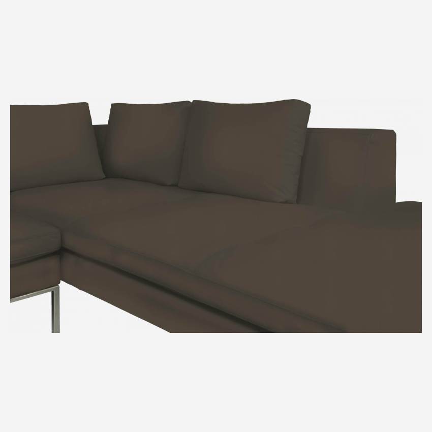 3-Sitzer-Sofa mit Chaiselongue rechts aus Eton-Leder - Graubraun