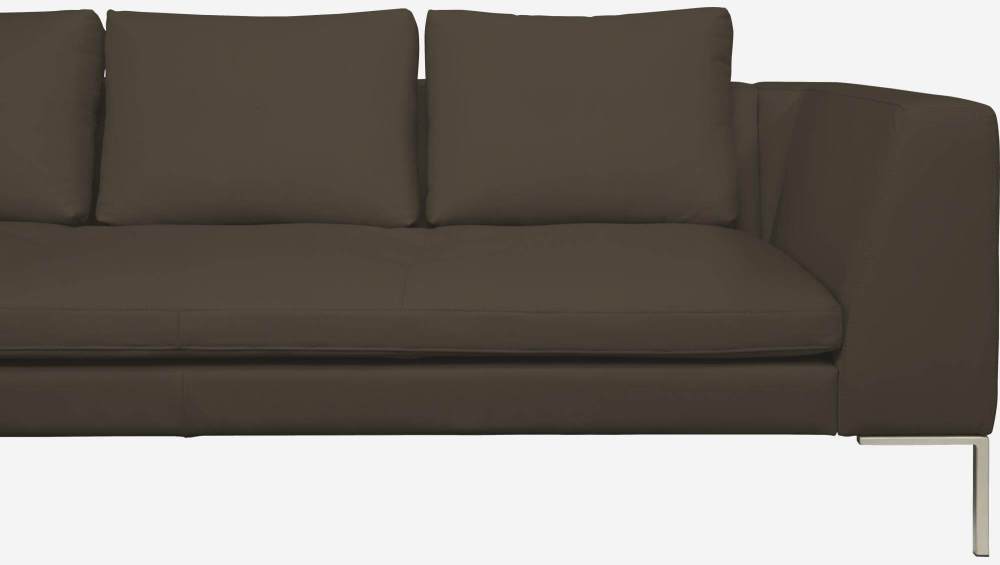 3-Sitzer-Sofa mit Chaiselongue links aus Eton-Leder - Graubraun