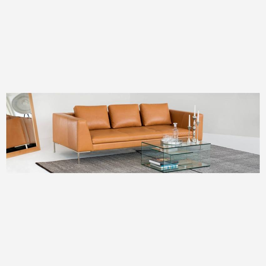 3-Sitzer-Sofa mit Chaiselongue links aus Eton-Leder - Kastanienbraun