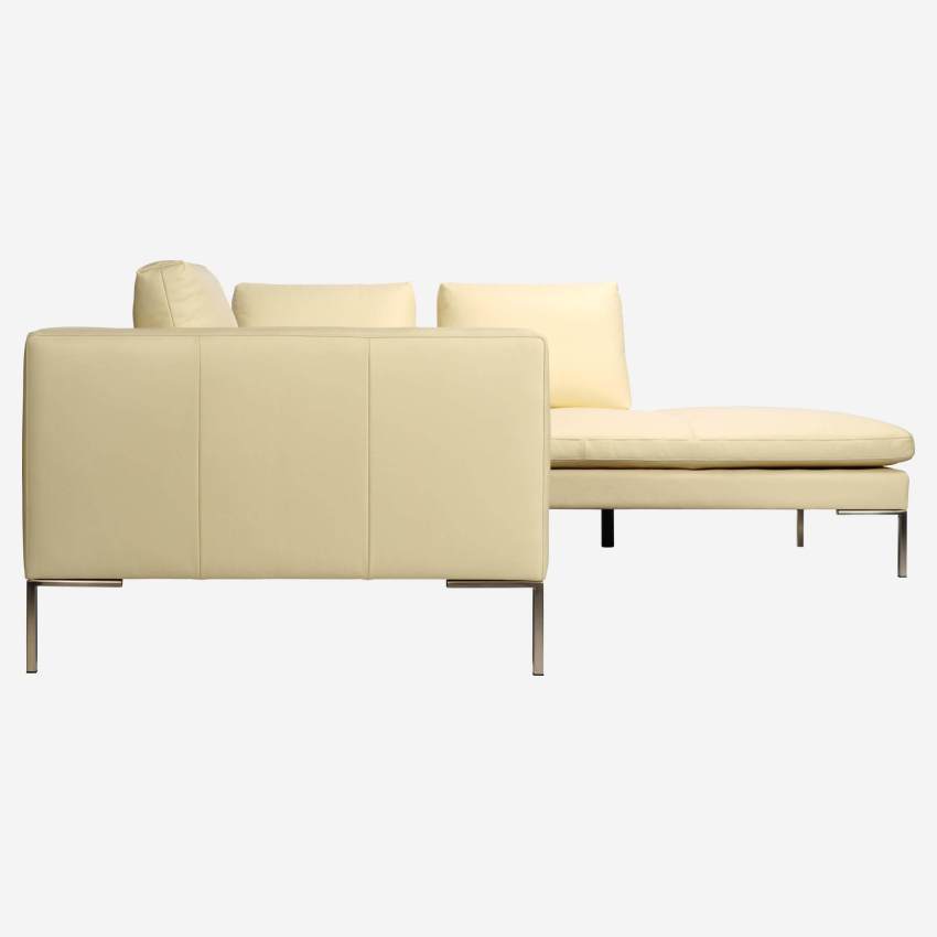 2-Sitzer-Sofa mit Chaiselongue rechts aus Eton-Leder - Cremefarben