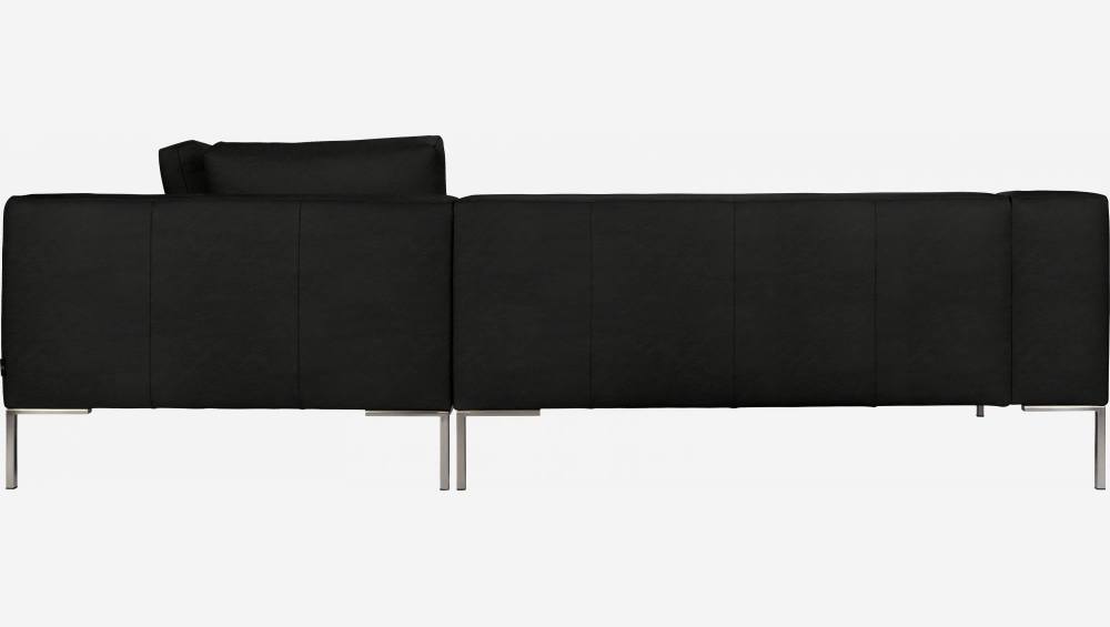 2-Sitzer-Sofa mit Chaiselongue rechts aus Eton-Leder - Schwarz
