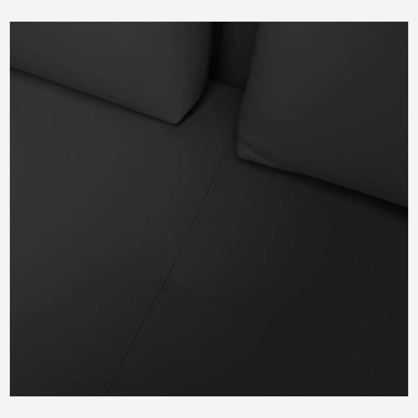 Canapé 2 places avec méridienne droite en cuir Eton - Noir