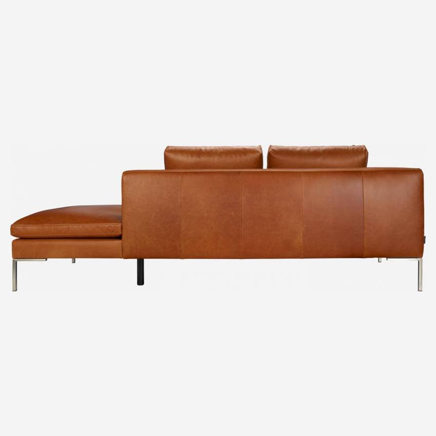 Canapé 2 places avec méridienne droite en cuir Vintage Leather - Marron cognac