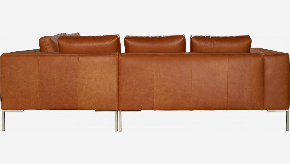Canapé 2 places avec méridienne droite en cuir Vintage Leather - Cognac