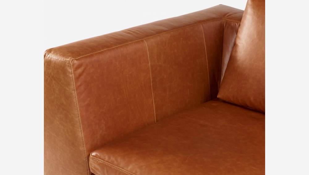 2-Sitzer-Sofa mit Chaiselongue rechts aus Vintage-Leder - Cognac