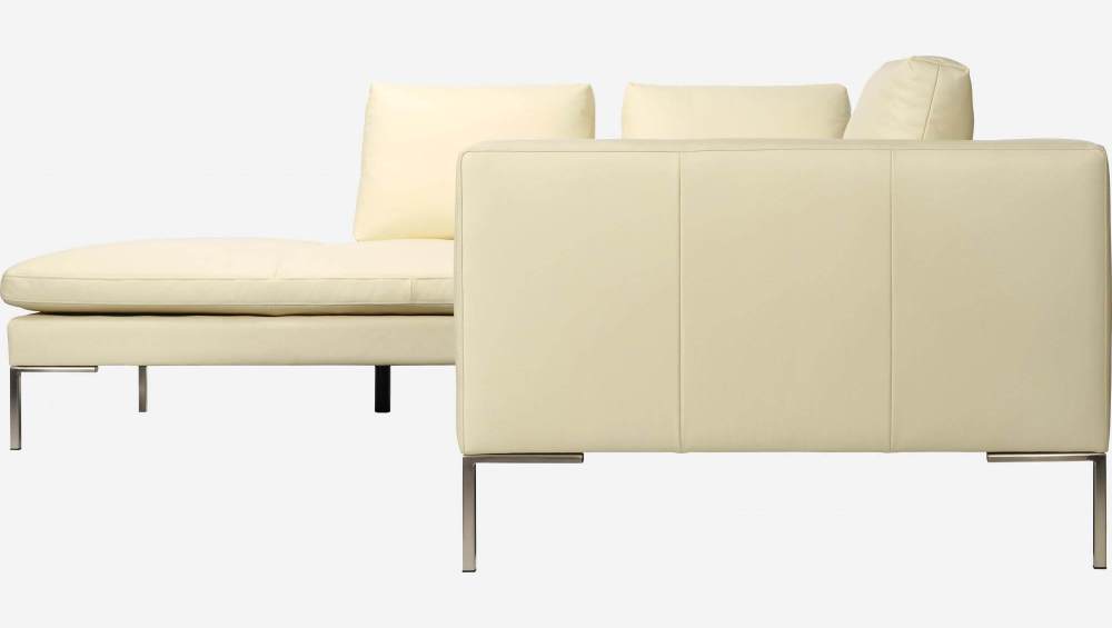 2-Sitzer-Sofa mit Chaiselongue links aus Eton-Leder - Cremefarben