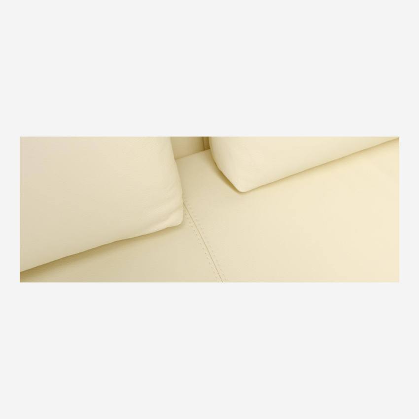 Canapé 2 places avec méridienne gauche en cuir Eton - Blanc crème