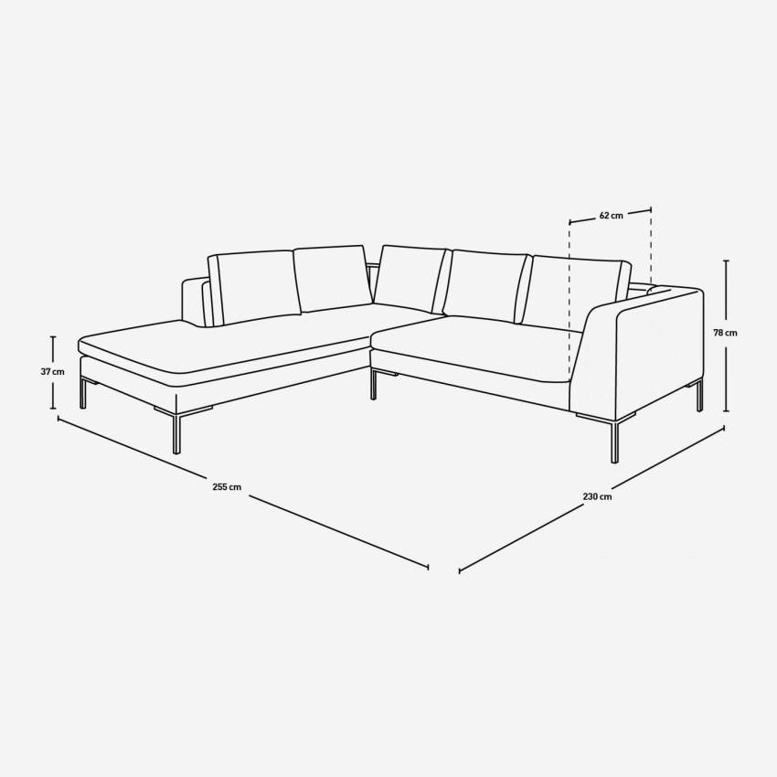 2-Sitzer-Sofa mit Chaiselongue links aus Eton-Leder - Kastanienbraun