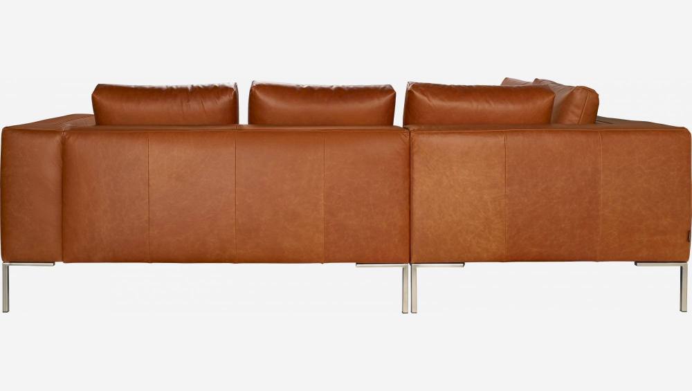 Canapé 2 places avec méridienne gauche en cuir Vintage Leather - Cognac